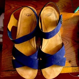 Gently worn Ugg sandals. Navy blue. Comfortable